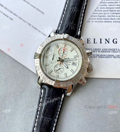 Best Copy Breitling Super Avenger II Watch White Dial Leather Band